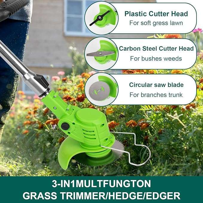 Electric Lawn Mower 22V Rotary Electric Lawn Mower Rechargeable Portable Telescopic Garden House Mowing Machine Lightweight Garden Weeding Pruning Too