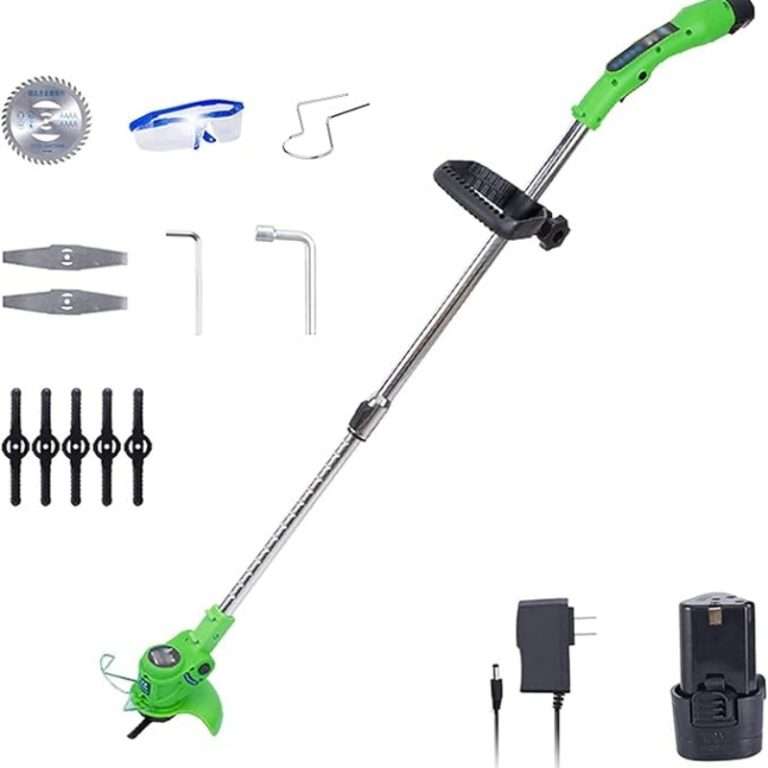 Electric Lawn Mower 22V Rotary Electric Lawn Mower Rechargeable Portable Telescopic Garden House Mowing Machine Lightweight Garden Weeding Pruning Too