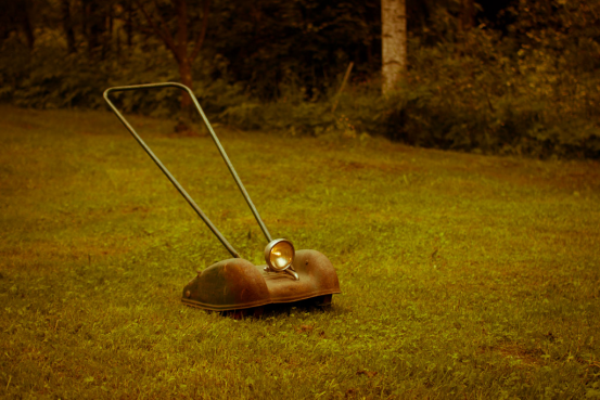 Old electric lawn mower (the target item in the responsible recycling guide for used electric lawn equipment)